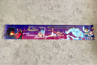 1990s Walt Disney Aladdin Video Store/VHS Original Promo Banner Poster (11x66)