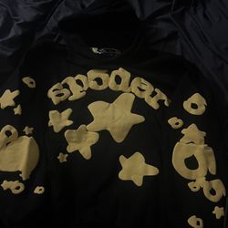 Brand New Authentic Sp5der Beluga Hoodie (Onyx/Yellow) - Size Large
