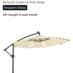 Patii Umbrella Solar Lights. New.  Beige 