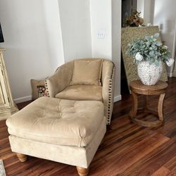 Pottery Barn Suede Chair & Ottoman