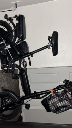 Black Folding Electric Bike with Basket