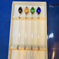 Vintage iridescent glass swizzle sticks. Set of 4