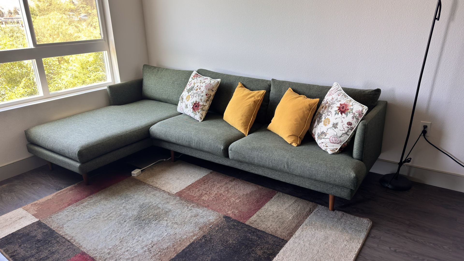 Sectional Sofa - Article Burrard 112" Left Sectional - Forest Green