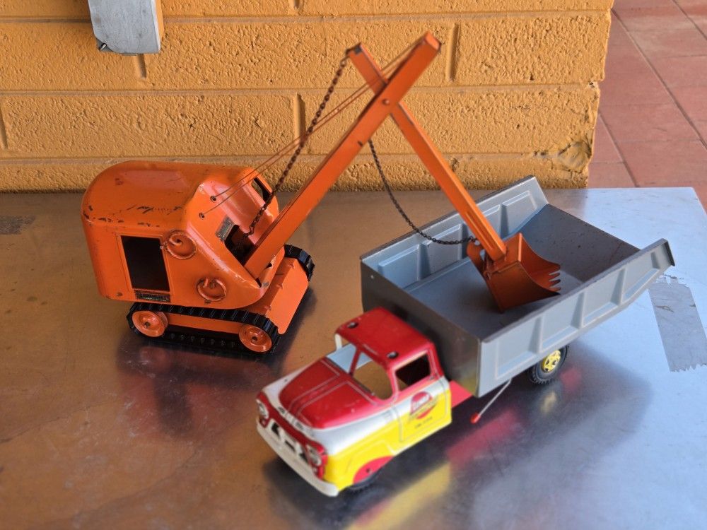 Structo excavator and Marx dump truck