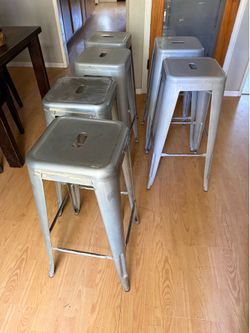 Silver bar stools (6)