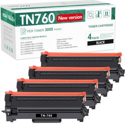 TN760 4-Pack Toner for Brother Printer Toner TN-730/TN-760 Compatible Replacement for Brother TN760 TN-760 TN 760 TN 730 Toner Cartridge High Yield fo