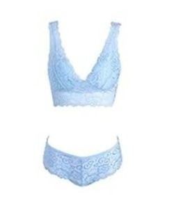 (2) PC Sexy Bralette & Thong Lingerie Set, Powder Blue, SZ: XS ~ NWT