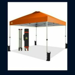 Crown Shades 10x10 Pop-up Canopy- Beach Tent With One Push Setup-Easy Outdoor Sun Shade For Events ,Parties,Camping-Gazebo With Stop-N-Go Cover