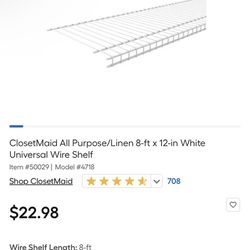 White Wire Shelves (8’X12”)