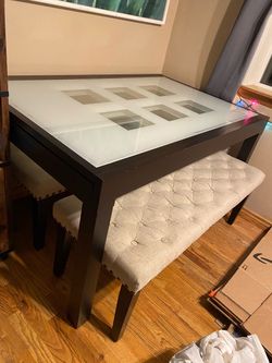 Italian Expandable Dining Glass/wood table