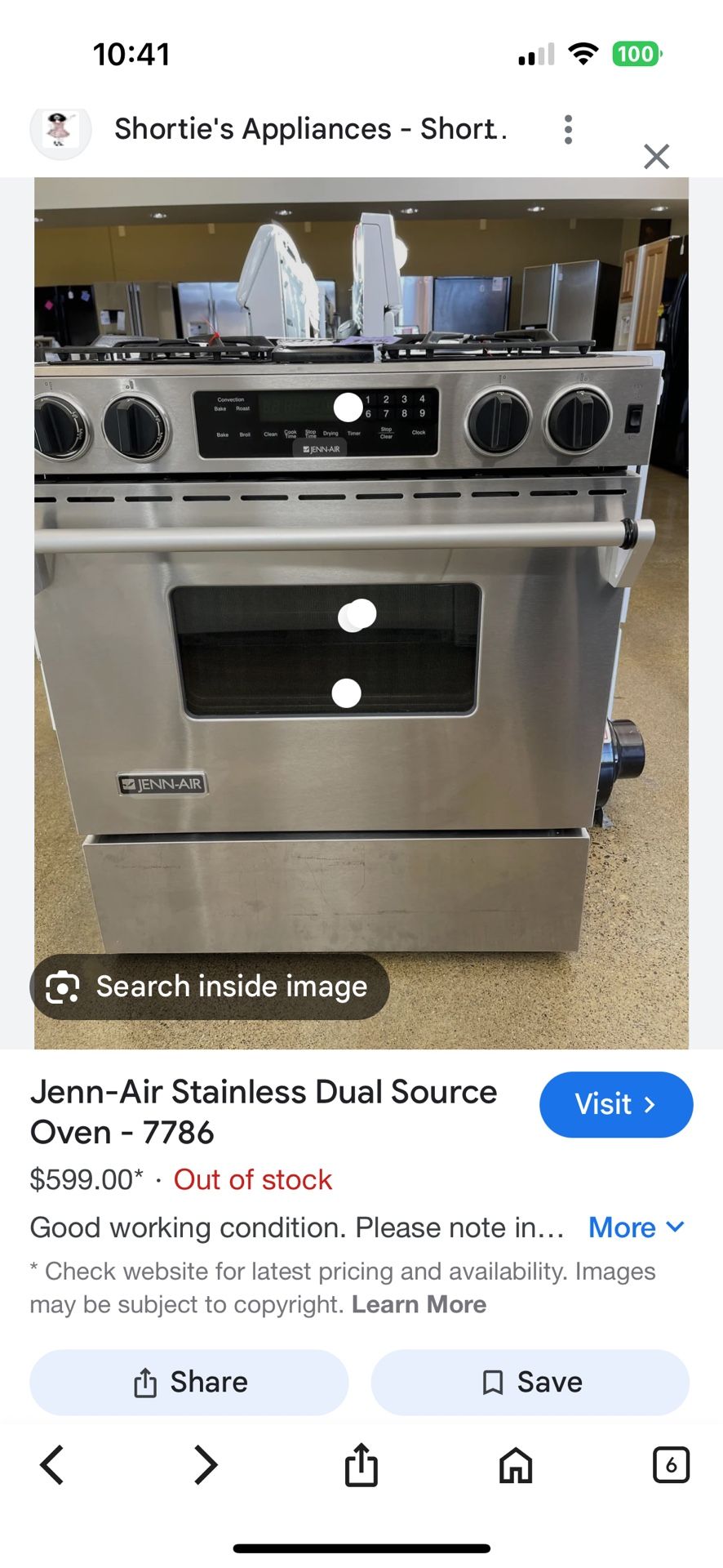 Jenn-air Gas, Electric convection oven