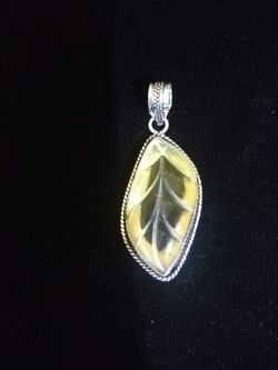Carved Citrine Gemstone Sterling Silver Pendant