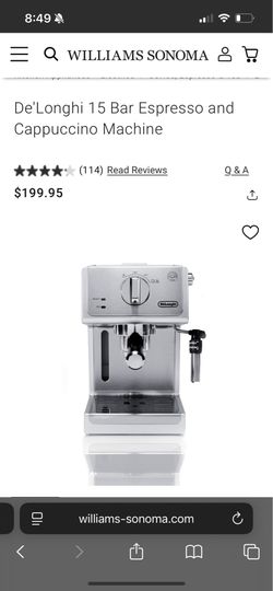 De’Longhi 15 Bar Espresso and Cappuccino Machine