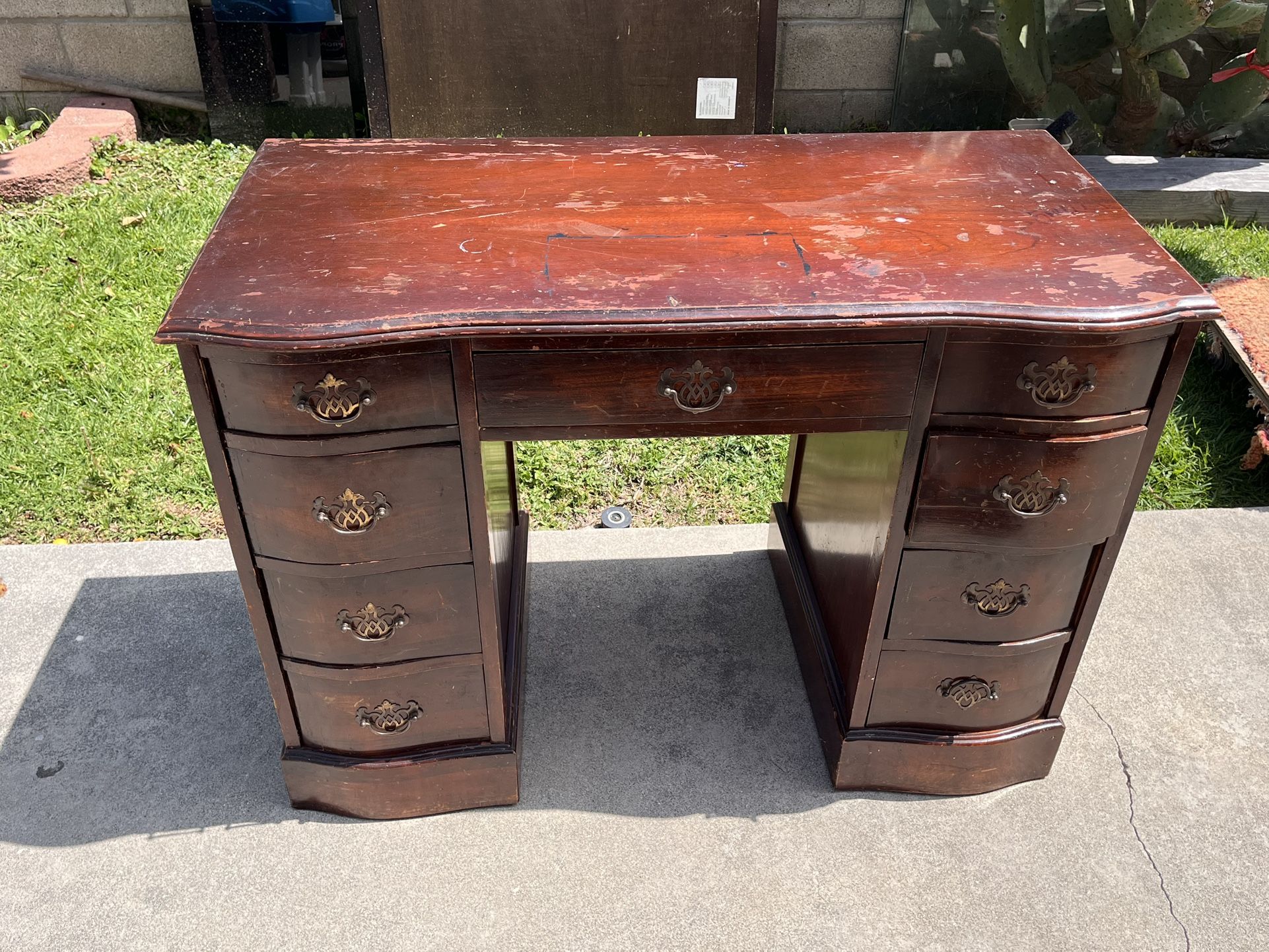 Antique Mid Century Mahogany Desk
