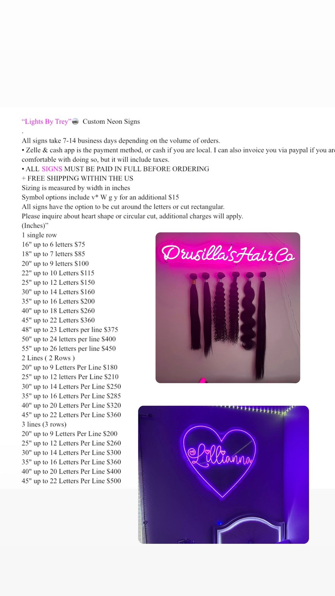 Lights by Trey:Get custom made neon lights for hood price and efficient shipping time