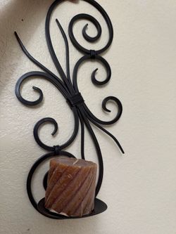 Black Wrought Iron Wall Candle Sconce