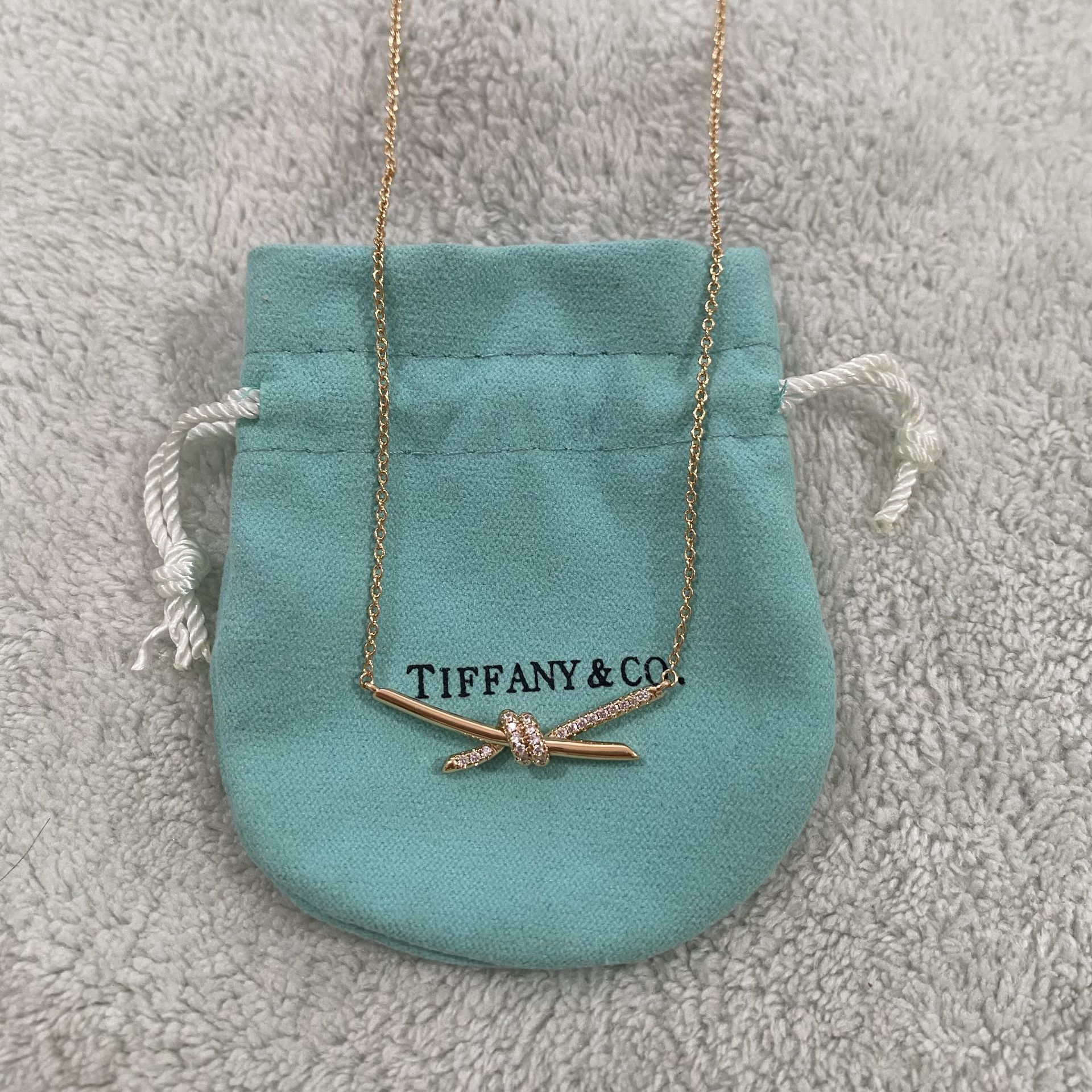 Tiffany & Co. Rose Gold Necklace with Diamonds Womens