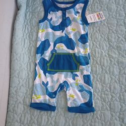 Lamaze Baby Boys Organic Sleeveless Romper Sz 12M