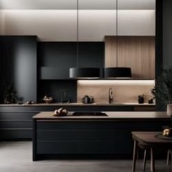 Black matte kitchen cabinets