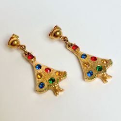 Vintage Christmas Tree Dangle Earrings