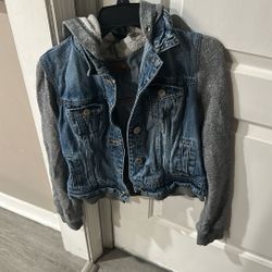 American Eagle Denim Jacket With Hood 