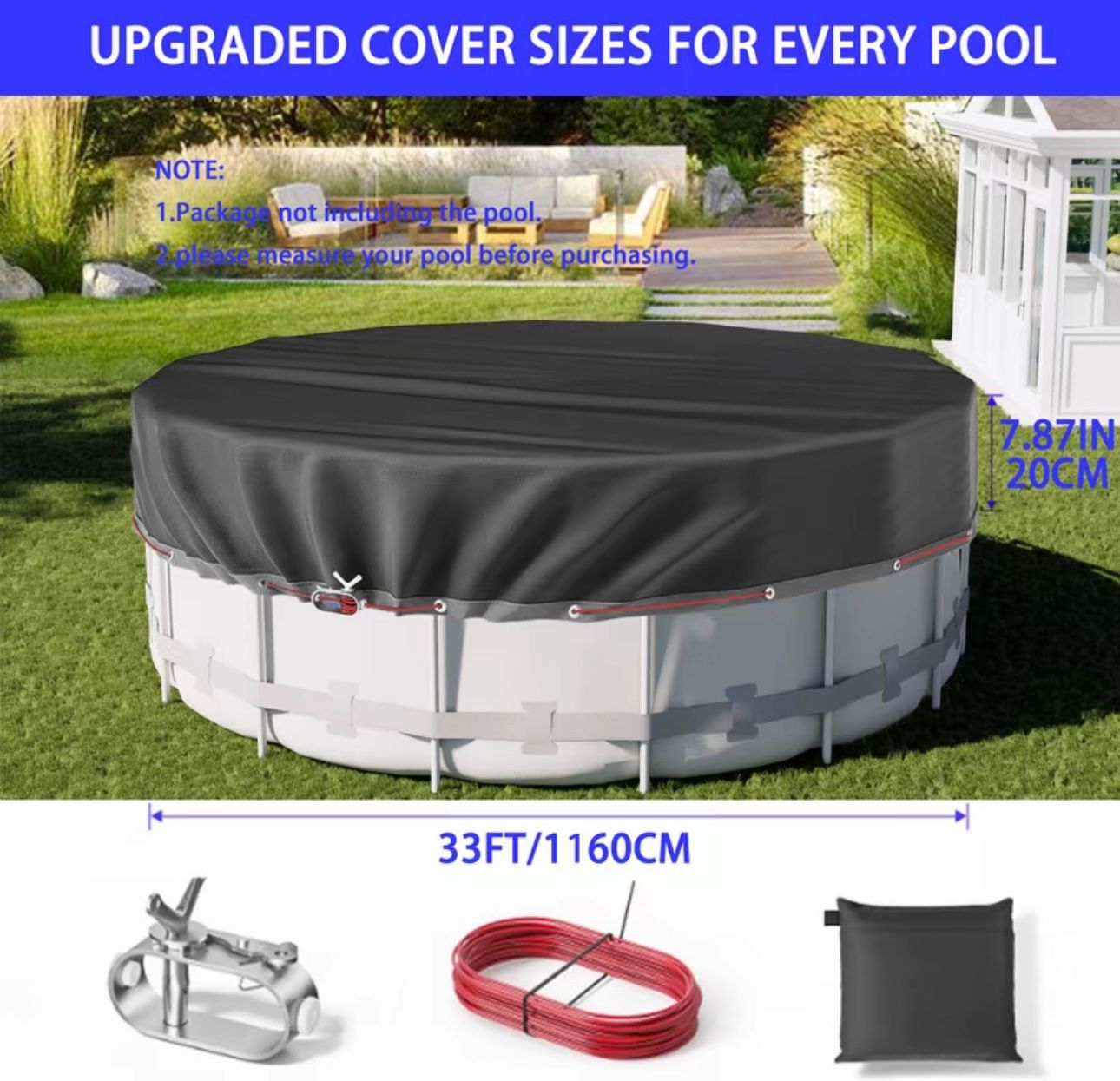 18x34 Brand New Above Ground Pool Cover with Aluminum Tensioner Winch