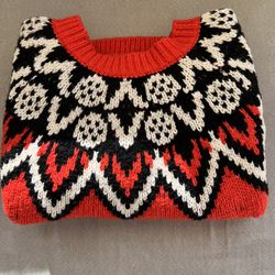 Lucky Brand Fair Isle Sweater Women Tops Sweaters in Fiery Red 