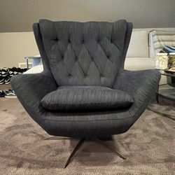 Pottery Barn Wells Tufted Swivel Chair 