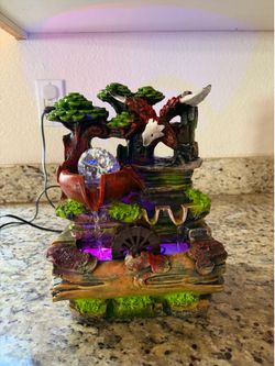 Decorative Indoor Tabletop Water Fountain with LED Crystal Ball – Used