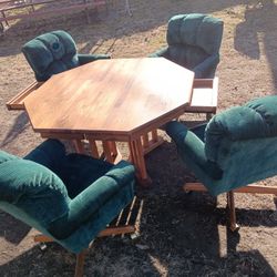 Nice All Wood Table Set With 2 drawers, Card table breakfast Table With 1 Leaf It's all Good.