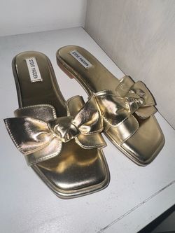 Steve Madden Gold Bow Slide Sandals