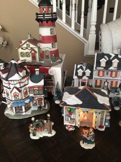 Christmas Village Collection Lighted Buildings and Figurines
