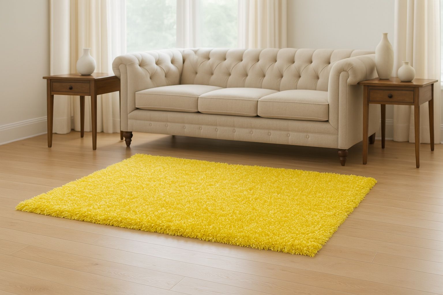 5x7 Bright Yellow Crystal Shag Area Rug – Ultra Plush Carpet