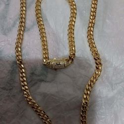 New set Mónaco Unisex gold plated over stainless steel