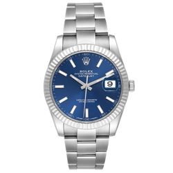 Men's Rolex 41mm DateJust II Stainless Steel Watch with Blue Dial and Fluted Bezel. (Pre-Owned 126334)