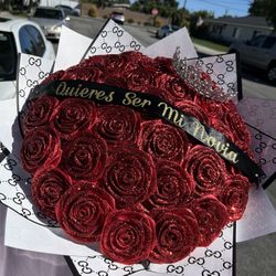 35 ribbon glitter roses 