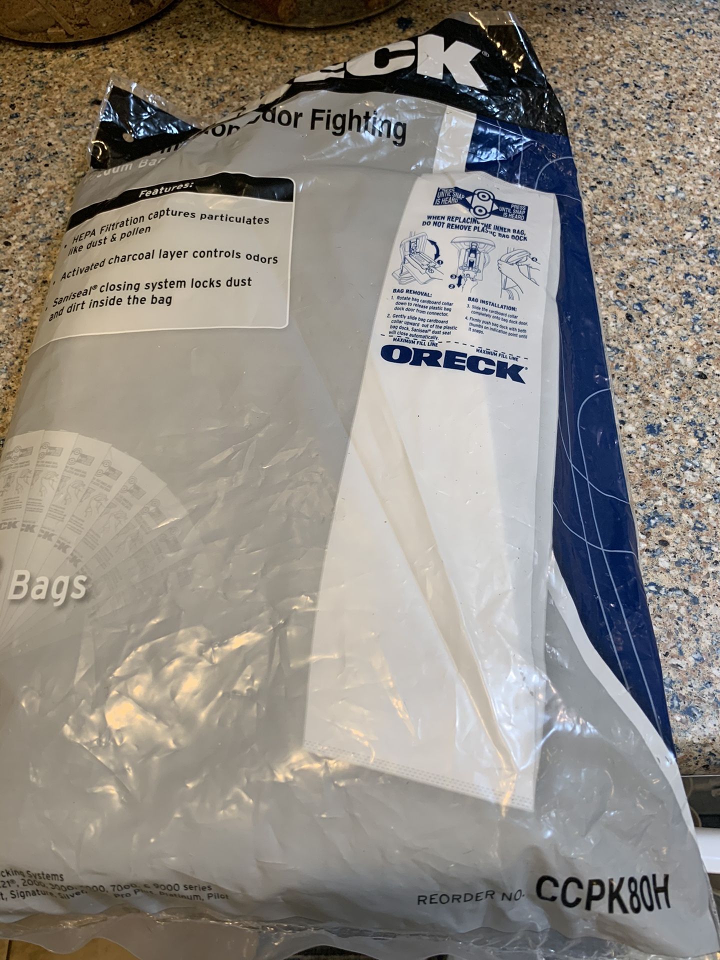 Oreck replacement belt and bags for uprights with bag docking system