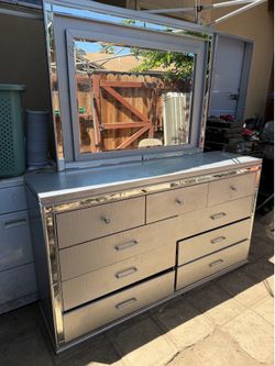 Mirrored Dresser w/ Large Mirror