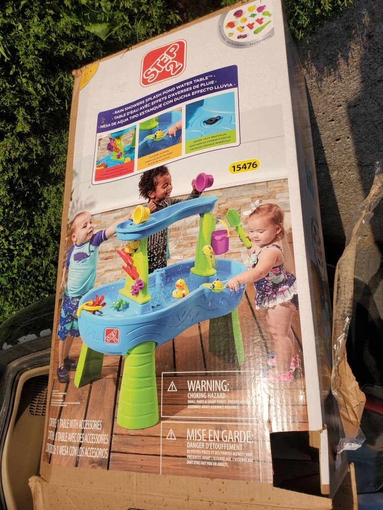 Step2 Rain Showers Splash Pond Blue Plastic Water Table for Toddlers