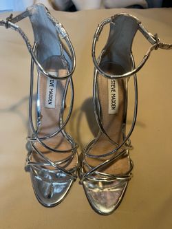 Steve Madden strapped, stiletto, silver shoes size 7