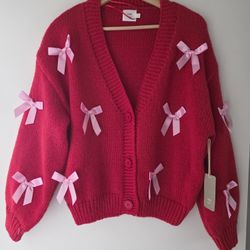 Long Sleeve Bow Cardigan XS