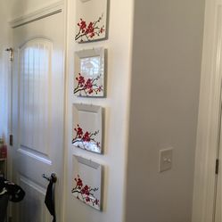 Red And White Floral Plates