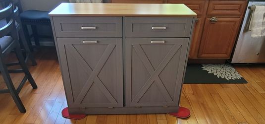 Double Tilt Garbage Trash Can Cabinet, 2 x 10 Gallons