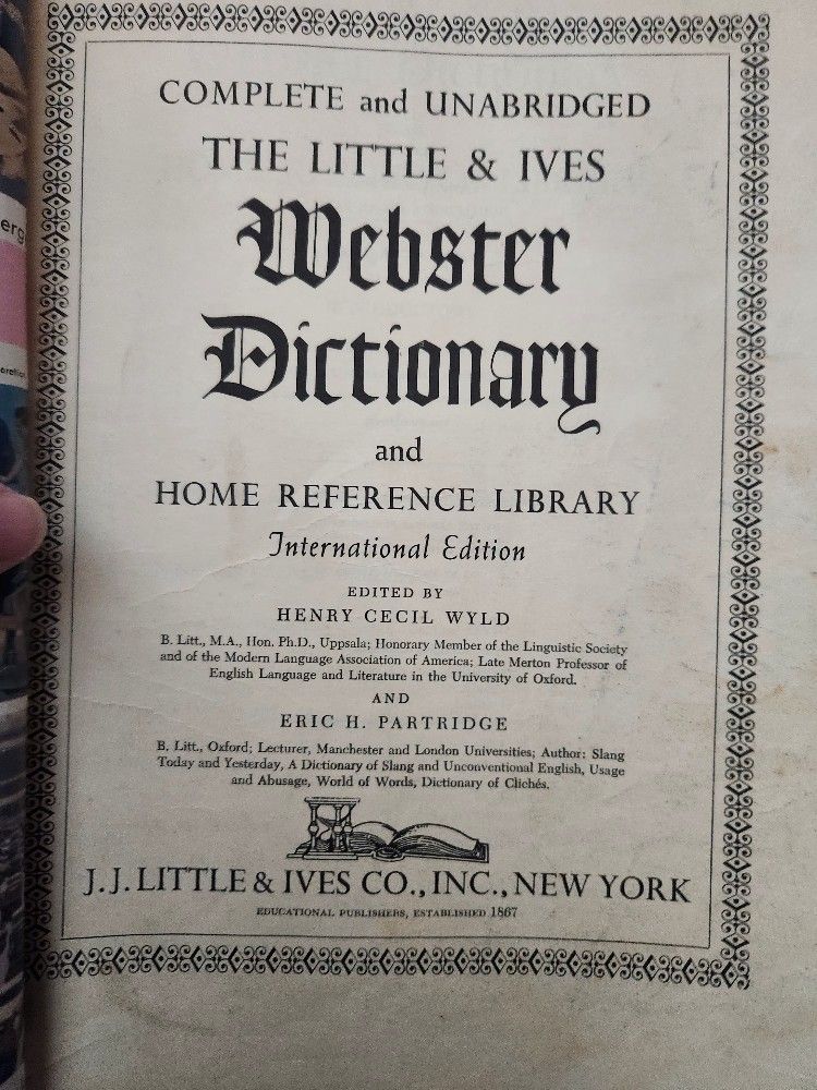 Vintage Little & Ives Webster Dictionary