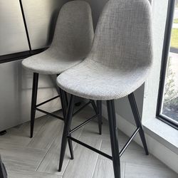 Gray Upholstered Counter Stools (Set of 2)