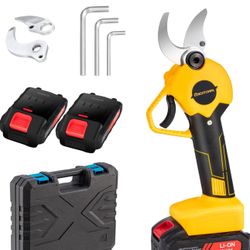 21V Electric Pruning Shears, 40mm(1.6 Inch) Cutting Diameter Electric Pruners for Gardening Heavy Duty with Replacement Blade Set, 2 Batteries and Cha