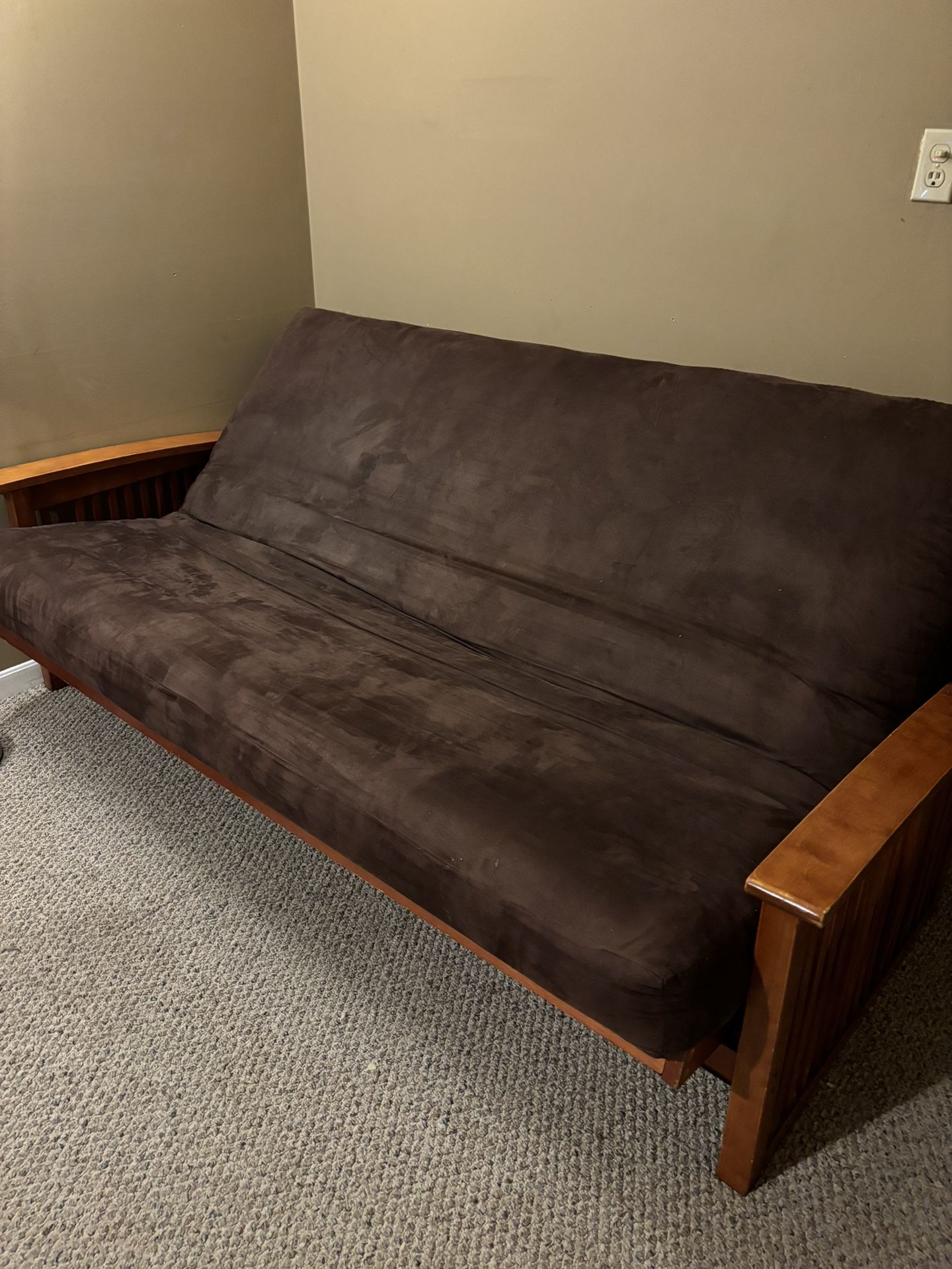 Huge Comfy Great Condition Queen Size Futon Wood Frame