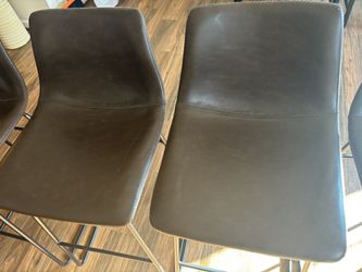 4 Leather Barstools - Dark brown
