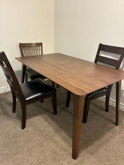Mid century Wood Dining Table with 3 Chairs