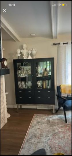 Room & Board Black hutch cabinet. Modern/ Mcm